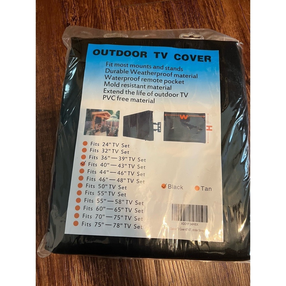 Outdoor TV Cover  Fits 40"-43" TV Set New Black Color Weatherproof Material